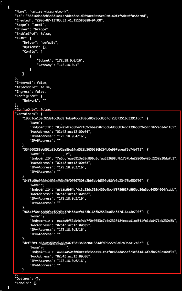 docker network inspect